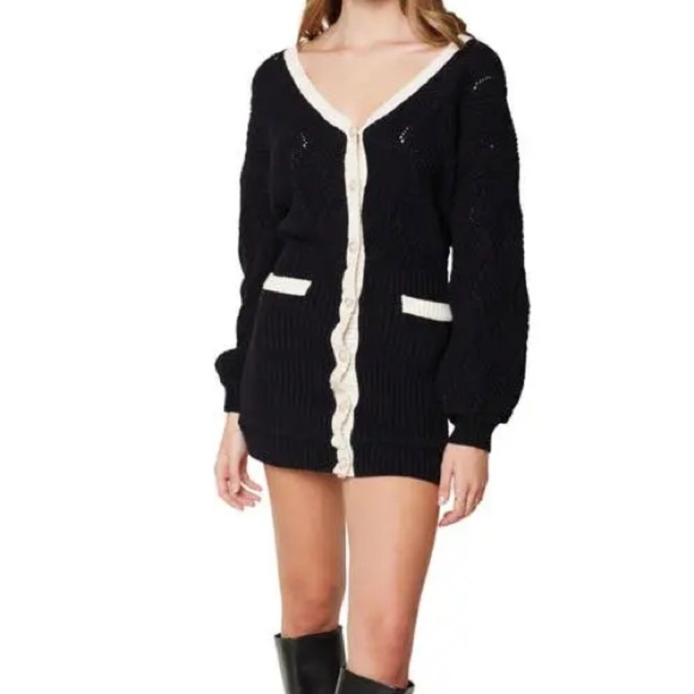 Nordstrom Lost and Wander black and cream sweater dress
